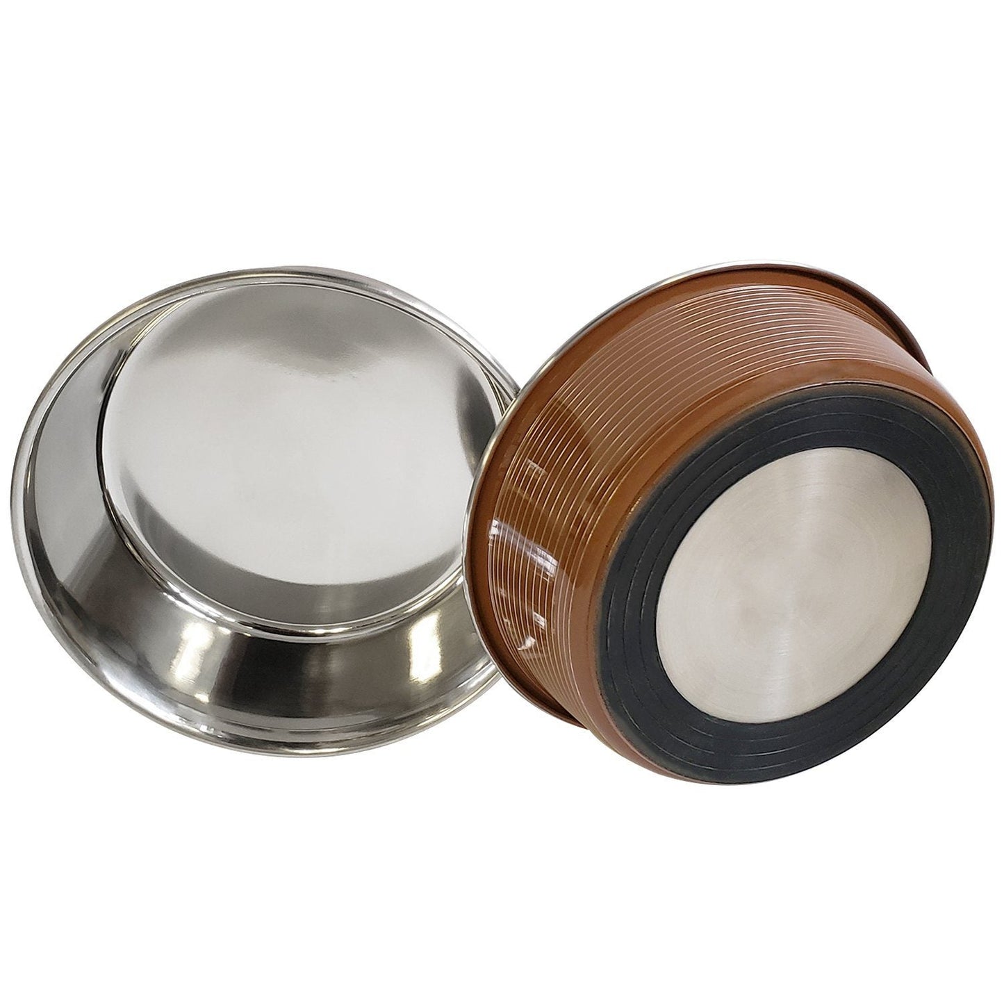 Striped Deluxe Stainless Steel Dog Bowls (Set of 2)