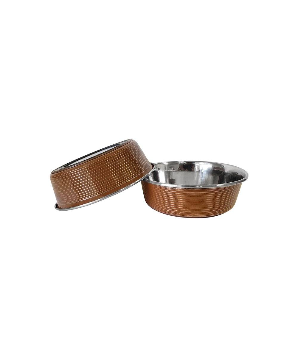 Striped Deluxe Stainless Steel Dog Bowls (Set of 2)